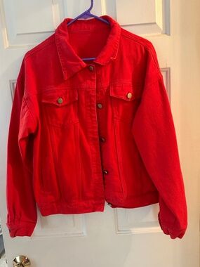 red jean jacket XL